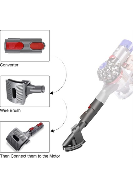 Damat Aracı Köpek Evcil Hayvan Fırçası Vakum Eki Dyson V10 V11 V12 V15 V8 V7 Hızlı Bırakma Dönüştürücü Adaptör ile (Yurt Dışından) fiyatları