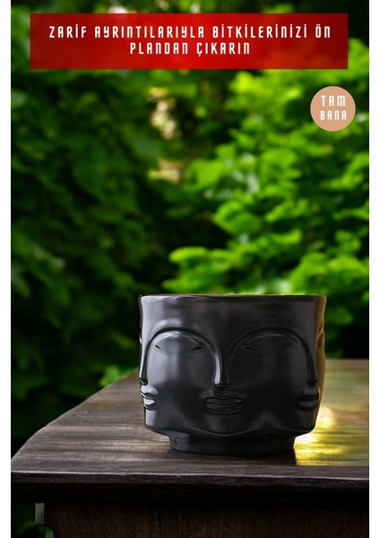 Dekoratif Sukulent Saksısı Küçük Mini Beton Saksı Siyah Model 16