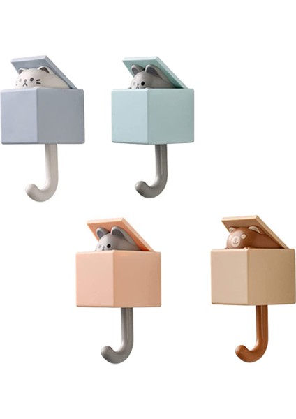 4 Adet Yaratıcı Yapışkanlı Ceket Askısı, Sevimli Kedi Anahtarlık Kancası, Ceket Için Sevimli Evcil Hayvan Kancaları, Eşarp, Şapka, Havlu, Anahtar, Evcil Hayvan Kancaları (Yurt Dışından)