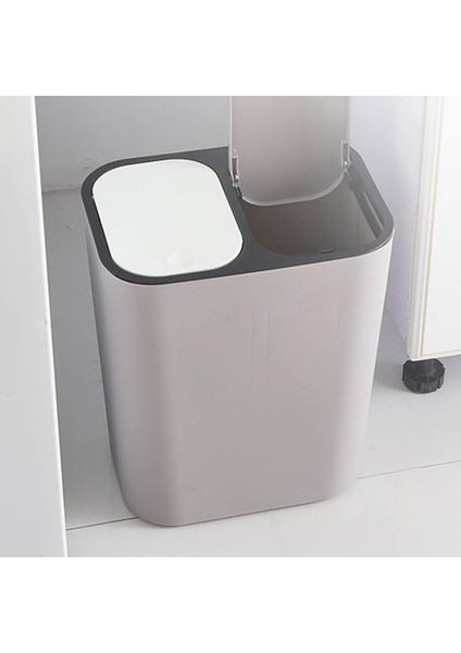 Çöp Kovası Dikdörtgen Plastik Butonlu Çift Bölmeli 12 Litre Geri Dönüşüm Çöp Kutusu Çöp Kovası-Gri (Yurt Dışından) fırsatları