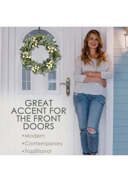 Ön Kapı Için 20 Inç Çelenkler, Ön Kapı Için Bahar Çelenkleri Için Yeşil Okaliptüs Çelenk, Kır Çiçekleri ile Çelenk (Yurt Dışından) fiyatları