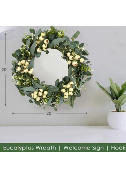 Ön Kapı Için 20 Inç Çelenkler, Ön Kapı Için Bahar Çelenkleri Için Yeşil Okaliptüs Çelenk, Kır Çiçekleri ile Çelenk (Yurt Dışından) fırsatları