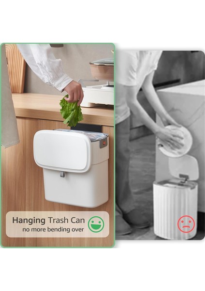 Kapaklı Asılı Çöp Kutusu, 2.3 Galon Mutfak Çöp Kutusu Yemek Atığı Konteyneri Kullanışlı Dayanıklı Dolap Üstü Kapı Rv (Yurt Dışından) fiyatları
