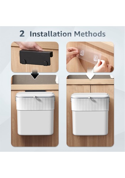 Kapaklı Asılı Çöp Kutusu, 2.3 Galon Mutfak Çöp Kutusu Yemek Atığı Konteyneri Kullanışlı Dayanıklı Dolap Üstü Kapı Rv (Yurt Dışından) modelleri