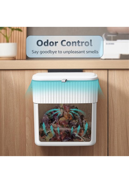 Kapaklı Asılı Çöp Kutusu, 2.3 Galon Mutfak Çöp Kutusu Yemek Atığı Konteyneri Kullanışlı Dayanıklı Dolap Üstü Kapı Rv (Yurt Dışından) indirimleri