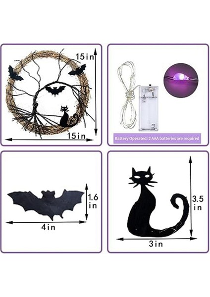 Ön Kapı Için Cadılar Bayramı Çelenkleri, Cadılar Bayramı Çelengi, Yarasa ve Siyah Kedi Dekoru Cadılar Bayramı Kapı Çelengi Dekoru (Yurt Dışından) modelleri
