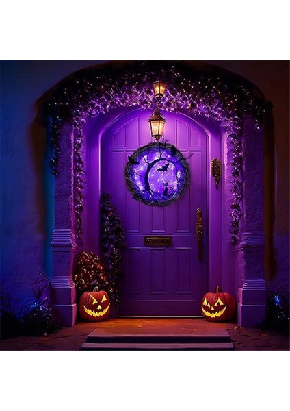 Ön Kapı Için Cadılar Bayramı Çelenkleri, Cadılar Bayramı Çelengi, Yarasa ve Siyah Kedi Dekoru Cadılar Bayramı Kapı Çelengi Dekoru (Yurt Dışından) fırsatları