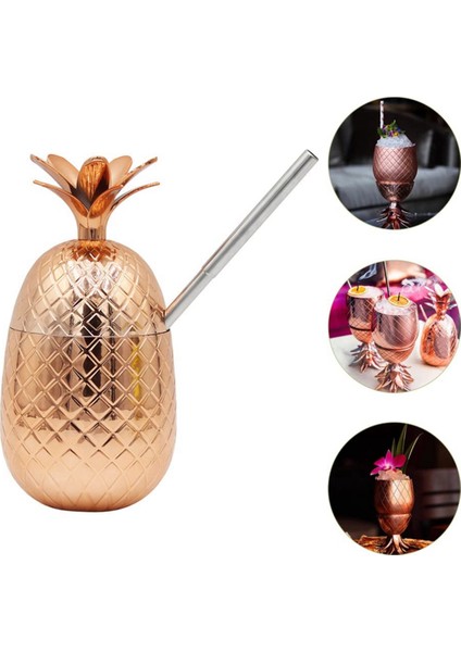 2 Paket Ananas Içecek Dakları, 450ML Gerilmiş Samanlı Bakır Ananas Tumbler, Hawaii Luau Parti Dakları (Yurt Dışından) fırsatları