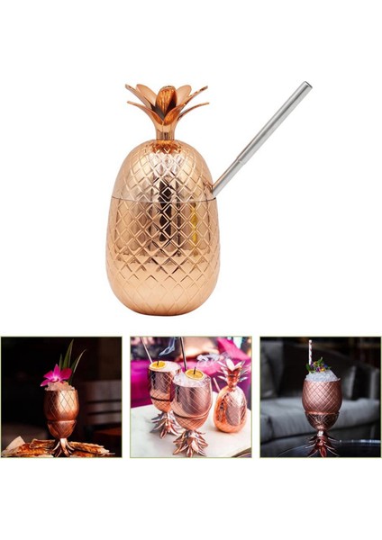 2 Paket Ananas Içecek Dakları, 450ML Gerilmiş Samanlı Bakır Ananas Tumbler, Hawaii Luau Parti Dakları (Yurt Dışından) indirimleri