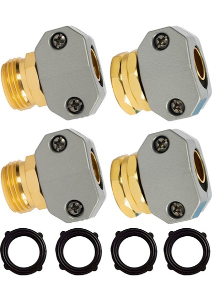 Bahçe Hortumu Tamir Takımı, Alüminyum Alaşımlı Bahçe Hortumu Ucu Tamircisi, 5/8in&3/4in Bahçe Hortumu Bağlantısına Uygun, 4 Hortum Rondelası ile (Yurt Dışından)