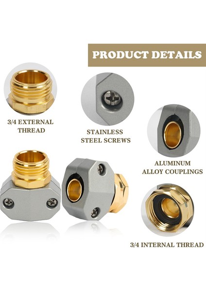 Bahçe Hortumu Tamir Takımı, Alüminyum Alaşımlı Bahçe Hortumu Ucu Tamircisi, 5/8in&3/4in Bahçe Hortumu Bağlantısına Uygun, 4 Hortum Rondelası ile (Yurt Dışından) fiyatları