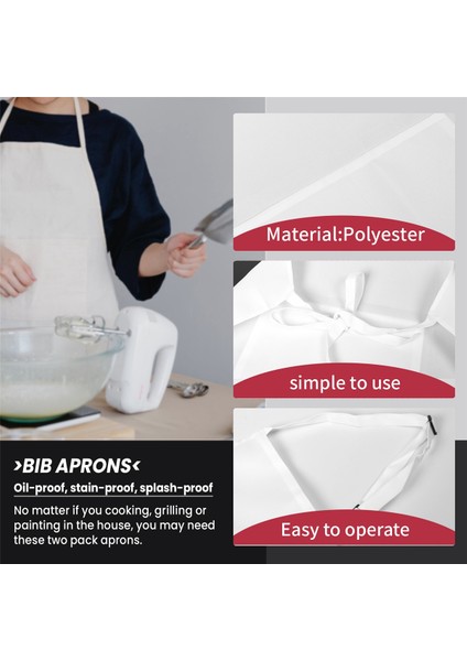 4 Paket 2 Cepli Ayarlanabilir Mutfak Pişirme Şef Önlüğü Kadınlar ve Erkekler Için Beyaz (Yurt Dışından) indirimleri