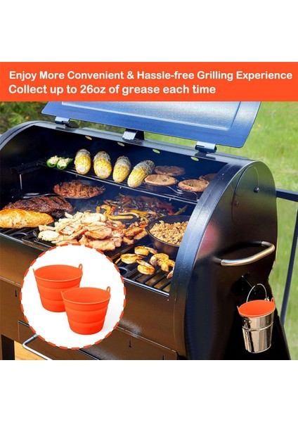 2 Adet Yeniden Kullanılabilir Silikon Yağ Kovası Astarları Traeger/pit Boss/oklahoma Joe'/green Mountain Grill Orange ile Uyumlu (Yurt Dışından) fırsatları