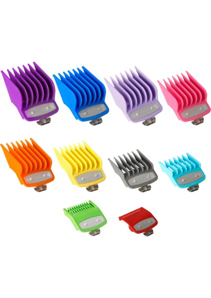 Wahl Clipper Için 10 Adet Clipper Koruyucuları, 1/16 Inçten 1 Inçe Kadar Metal Klipsli Renkli Saç Kesme Makinesi Kesme Kılavuzları (Yurt Dışından)