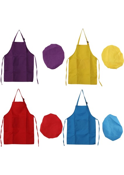 Parça Çocuk Önlüğü ve Şef Şapka Seti, Ayarlanabilir, 2 Cepli Mutfak Önlüğü (Yurt Dışından) indirimleri