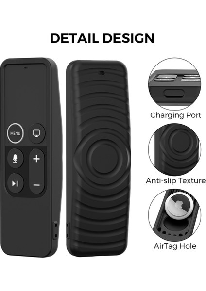 2017 Apple Tv Hd/4k Siri Uzaktan Tv Siri Uzaktan 1. Nesil Kılıf Için Airtag Tutucu Kaymaz Silikon Kapak, Siyah (Yurt Dışından) fiyatları