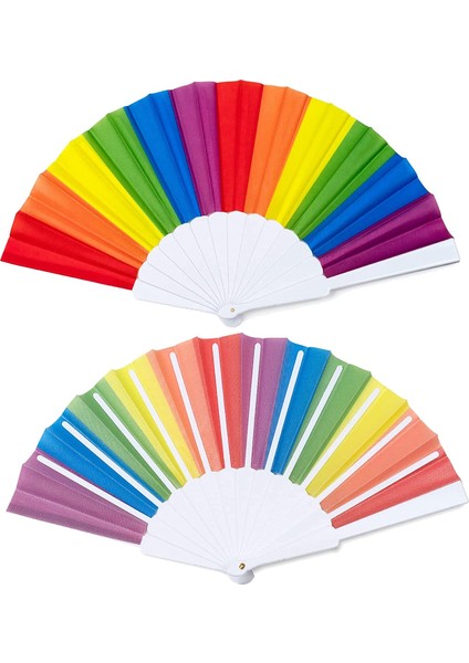 Gökkuşağı Fanları, 12'li Paket Fanlar, Gökkuşağı Lgbtq Taşınabilir Katlanır Fanlar, Katlanır El Fanları Parti Süslemeleri (Yurt Dışından) fırsatları
