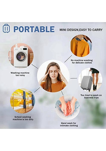 Ev, Iş, Seyahat, Üniversite, Karavan, Daire Için Mini Taşınabilir Spin Abs Çamaşır Makinesi USB Turbo Yıkama Makinesi - Beyaz (Yurt Dışından) fiyatları