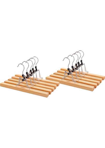10 Adet Sınıf Ahşap Pantolon Askısı Klipsli Kaymaz Etek Askısı 360° Dönebilen Kancalı (Yurt Dışından)