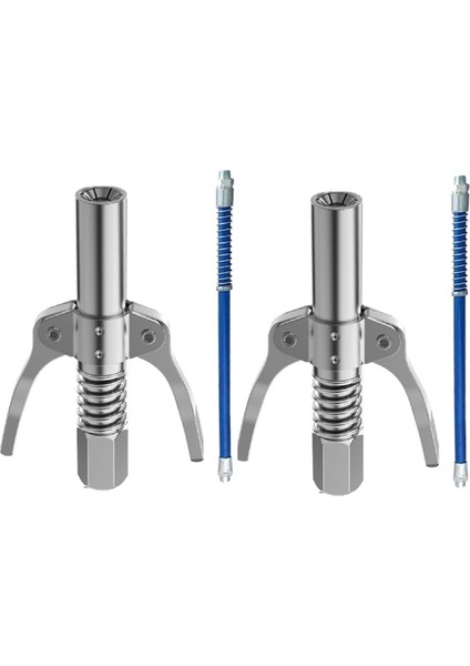 Çift Saplı Dişli Gres Nozulu, 10000 Psı Yük Hızlı Kilit ve Serbest Bırakma Yaylı Esnek Hortumlu Gres Bağlantı Parçası (Yurt Dışından)