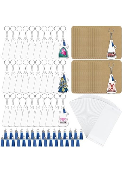 180 Adet Tezahürat Megafonu Anahtarlıklar Şeffaf Akrilik Boş Toplu Tezahürat Hediyesi Dıy Anahtarlık ve El Sanatları Projesi Için (Yurt Dışından)