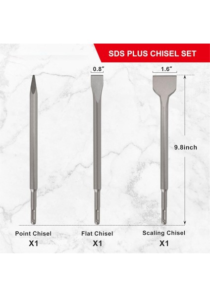 Döner Çekiç Matkaplar Için Sds-Plus Keski Seti, 3 Parça Duvar Beton Matkap Ucu Seti, Nokta Düz Ölçekleme Keskileri (Yurt Dışından) fırsatları