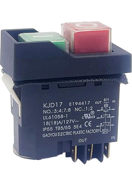 KJD17 6 Pin Elektromanyetik Başlatma Basmalı Düğme Anahtarları 18A AC127V IP55 Su Geçirmez Ekipman Güvenlik Anahtarı (Yurt Dışından)