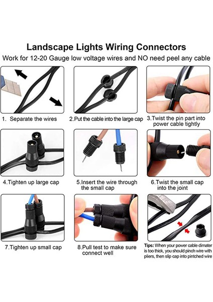 20 Adet Düşük Voltajlı Kablo Musluk Konnektörü Su Geçirmez 12-20 Ölçü Yol Işıkları, Spot Işıkları, Projektör Işıkları, Zemin Işıkları Için (Yurt Dışından) fırsatları