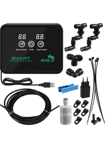 Mıus Akıllı Otomatik Sis Püskürtme Sistemi Seti Zamanlayıcı LCD Ekranlı Yağmurlama Kontrol Cihazı Teraryum Püskürtme Kiti (Yurt Dışından)