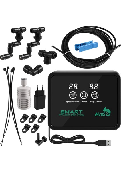 Mıus Akıllı Otomatik Sis Püskürtme Sistemi Seti Zamanlayıcı LCD Ekranlı Yağmurlama Kontrol Cihazı Teraryum Püskürtme Kiti (Yurt Dışından) modelleri