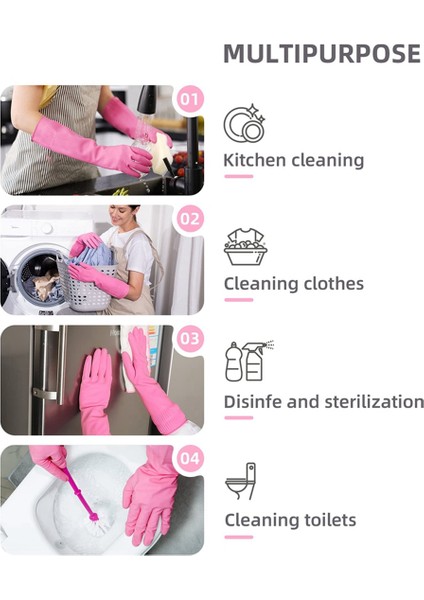 2 Çift Bulaşık Yı Temizleme Lastik Eldiveni, Yeniden Kullanılabilir Su Geçirmez Mutfak Eldiveni, Kaymaz, L (Yurt Dışından) fiyatları