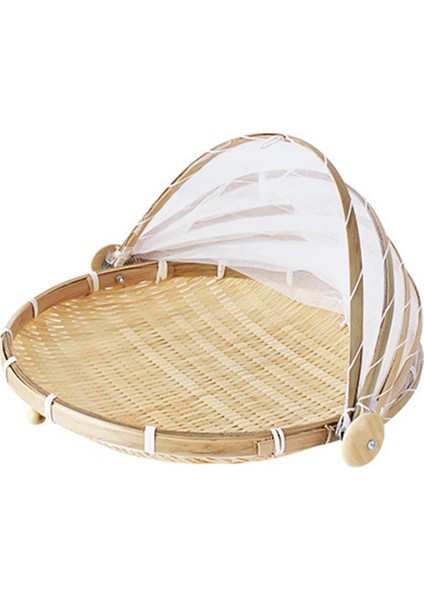 El Dokuma Gıda Çadır Sepeti Tepsi Meyve Sebze Ekmek Depolama Sepeti Basit Atmosfer Açık Piknik Örgü Net Kapak (Yurt Dışından)