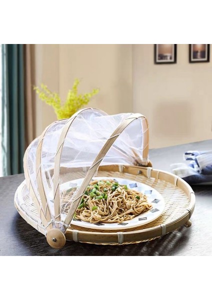 El Dokuma Gıda Çadır Sepeti Tepsi Meyve Sebze Ekmek Depolama Sepeti Basit Atmosfer Açık Piknik Örgü Net Kapak (Yurt Dışından) indirimleri