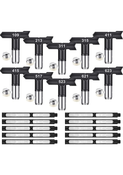 10 Adet Sprey Ipuçları Havasız Boya Püskürtme Memesi Ucu ve Filtre Havasız Püskürtücü Aksesuarları Için Geri Dönüşümlü Püskürtme Ucu Boya (Yurt Dışından)