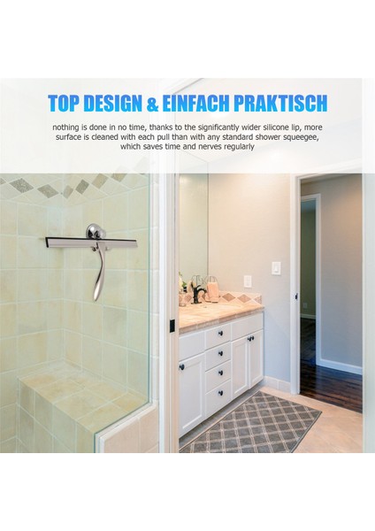 Ekstra Geniş 30,5 cm Duş Sileceği Paslanmaz Çelik, Silikon Dudaklı - Vantuz Tutuculu Duş Sileceği (Yurt Dışından) fiyatları