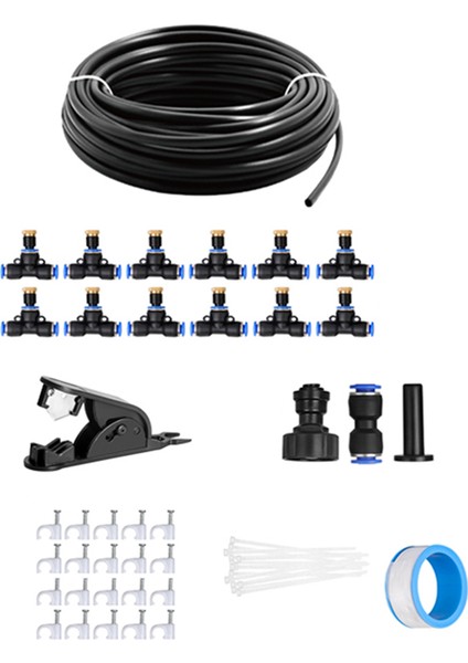 Dış Mekan Sisleme Soğutma Sistemi 33FT(10M), Dıy Misting Hattı, 12 Adet Pirinç Nozul (3/4inç), Bahçe Sera Trambolin (Yurt Dışından)