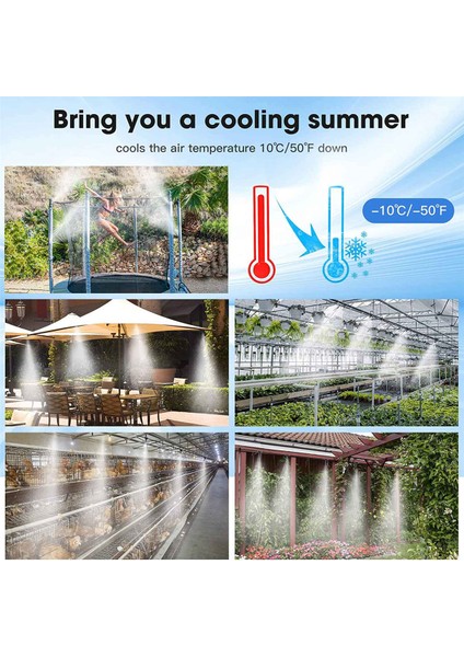Dış Mekan Sisleme Soğutma Sistemi 33FT(10M), Dıy Misting Hattı, 12 Adet Pirinç Nozul (3/4inç), Bahçe Sera Trambolin (Yurt Dışından) fırsatları
