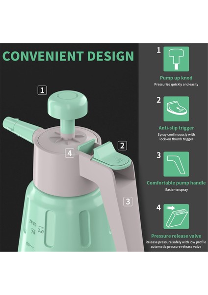 Pompa Püskürtücü 1/2 Galon, Çok Işlevli Nozullu Basınçlı Su Püskürtme Şişesi, Bitkiler ve Diğer Temizlik Çözümleri Için (Yurt Dışından) modelleri