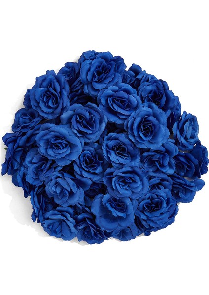 Yapay Çiçekler Ipek Gül Çiçek Başları, Şapka Elbise Albümü Dekorasyonu Için 50 Adet, Düğün Dekorasyonu (Koyu Mavi) (Yurt Dışından)