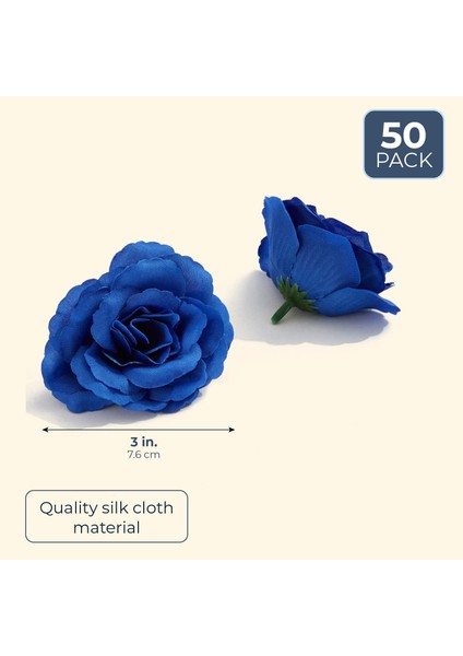 Yapay Çiçekler Ipek Gül Çiçek Başları, Şapka Elbise Albümü Dekorasyonu Için 50 Adet, Düğün Dekorasyonu (Koyu Mavi) (Yurt Dışından) fiyatları