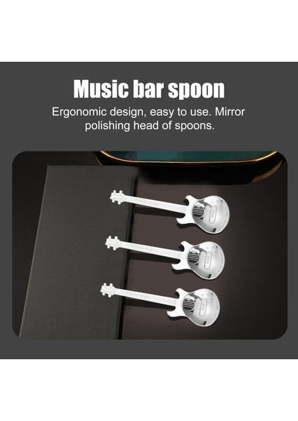 Gitar Kahve Kaşığı 6'lı Paket Yaratıcı Sevimli Kaşık Paslanmaz Çelik Çay Kaşığı Karıştırma Kaşığı Gitar Şekilli (Gümüş) (Yurt Dışından) fiyatları