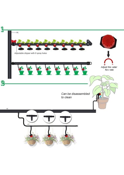 Bahçe Sulama Armatürleri Için Damla Sulama Kitli 200 Ayarlanabilir Sulama Damlatıcı (Yurt Dışından) modelleri