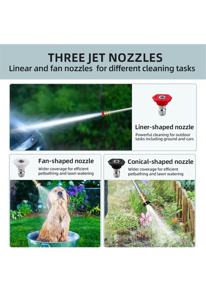 Jet Nozul Yüksek Basınçlı Hortum Nozulu, 3 Farklı Nozullu Yüksek Basınçlı Yı Aletleri, 3'ü 1 Arada Yüksek Basınçlı Güç Çubuğu (Yurt Dışından) indirimleri