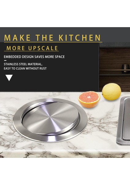 Paslanmaz Çelik Çöp Flap Kapaklı Çöp Kutusu Kapağı Gömme Dahili Denge Salıncak Flap Çöp Kapağı Mutfak Tezgah Üstü C (Yurt Dışından) fiyatları