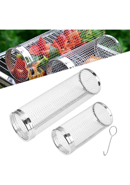 Tekerlekli Izgara Sepeti, Açık Hava Izgara Sebzeleri Için Izgara Ağları, Bekü Paslanmaz Çelik Tel Örgü Silindiri (Büyük + Küçük) (Yurt Dışından) fiyatları