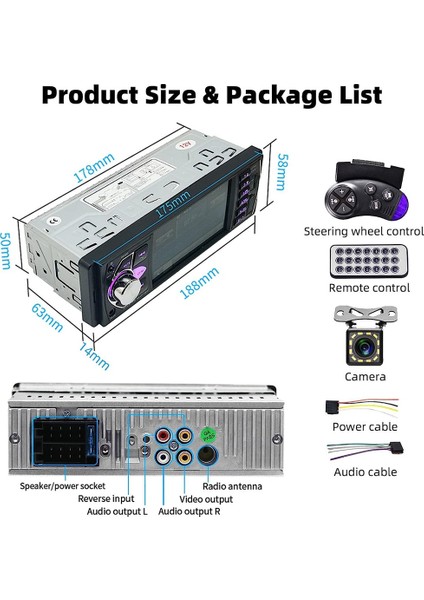 Araba Radyo 1 Din Stereo Mp5 Çalar Bluetooth Fm USB Autoradio 4.1 Inç Destek Dikiz Mirrolink Direksiyon Kontrolü (Yurt Dışından) indirimleri