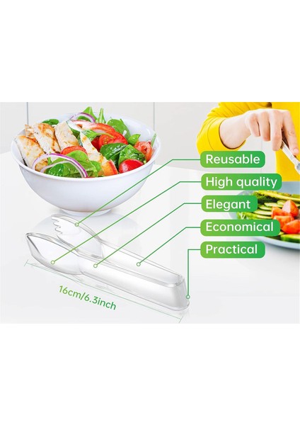 12 Adet Servis Maşası Kaşık Çatal Taraklı Servis Aletleri Şarküteri Aksesuarı Parti Yemeği Mezeleri Şeffaf (Yurt Dışından) modelleri