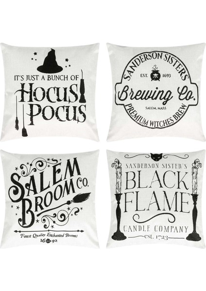 Cadılar Bayramı Dekor Yastık Kılıfları 18X18 4'lü Set Dekorasyon Çiftlik Evi Açık Hava Sonbahar Yastıkları Dekoratif Atma Yastık Kılıfı (Yurt Dışından)