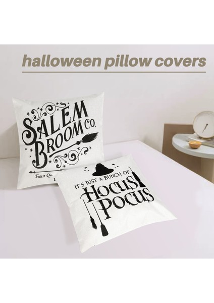 Cadılar Bayramı Dekor Yastık Kılıfları 18X18 4'lü Set Dekorasyon Çiftlik Evi Açık Hava Sonbahar Yastıkları Dekoratif Atma Yastık Kılıfı (Yurt Dışından) modelleri