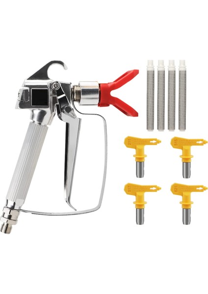 Havasız Boya Püskürtme Makinesi, 4 Döner Bağlantı Parçası 211,515,517,621 ve 4 Filtre ile Yüksek Basınç 3600 Psı (Yurt Dışından)